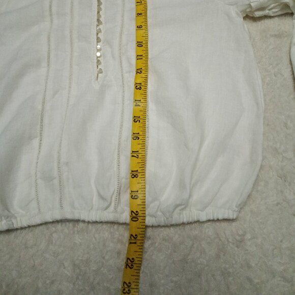 Free People Women's 100% Linen White Long Lantern Sleeve Blouses Top Size XS - Picture 5 of 9